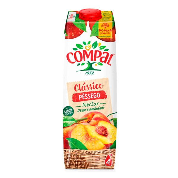 Compal Clássico Nectar Pêssego Slim • Pack 12 UND • 1Lt